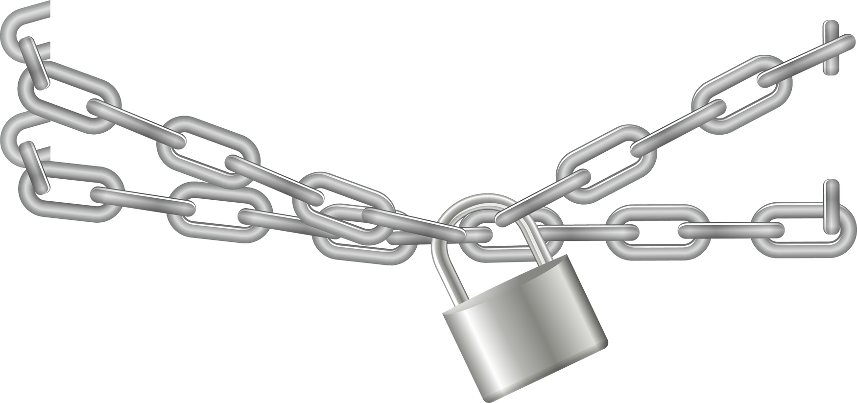 Padlock and chain. Gray metal chain and padlock, handcuffed card,